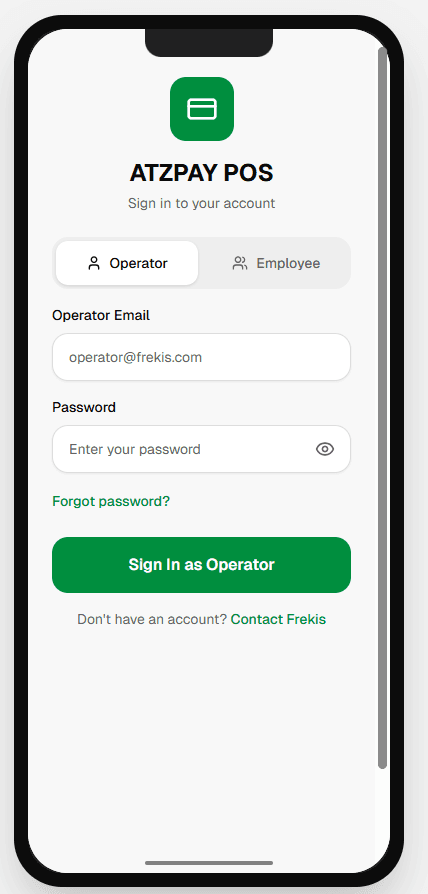 ATZPay Login Interface